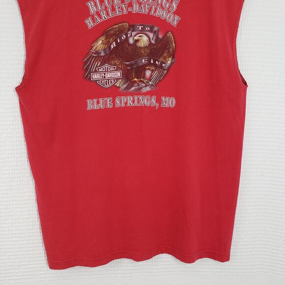 Harley Davidson T-Shirt Mens XL Red Sleeveless Muscle Shirt Cut Off Missouri USA - Picture 11 of 13